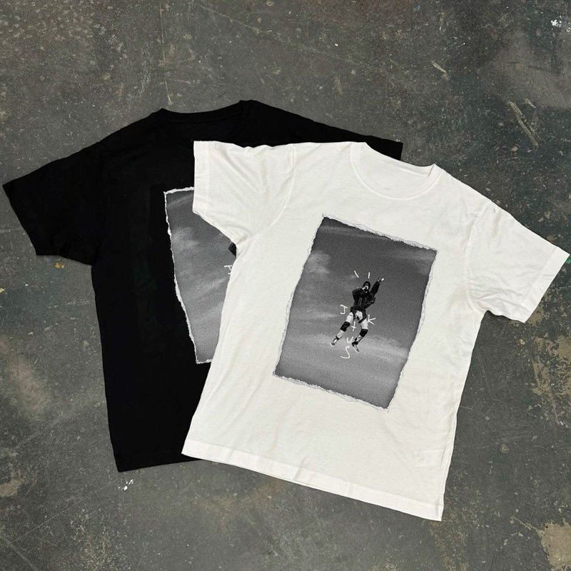 CLFC  美式复古嘻哈Travis Scott短袖T恤水洗重磅长袖宽松小领口T