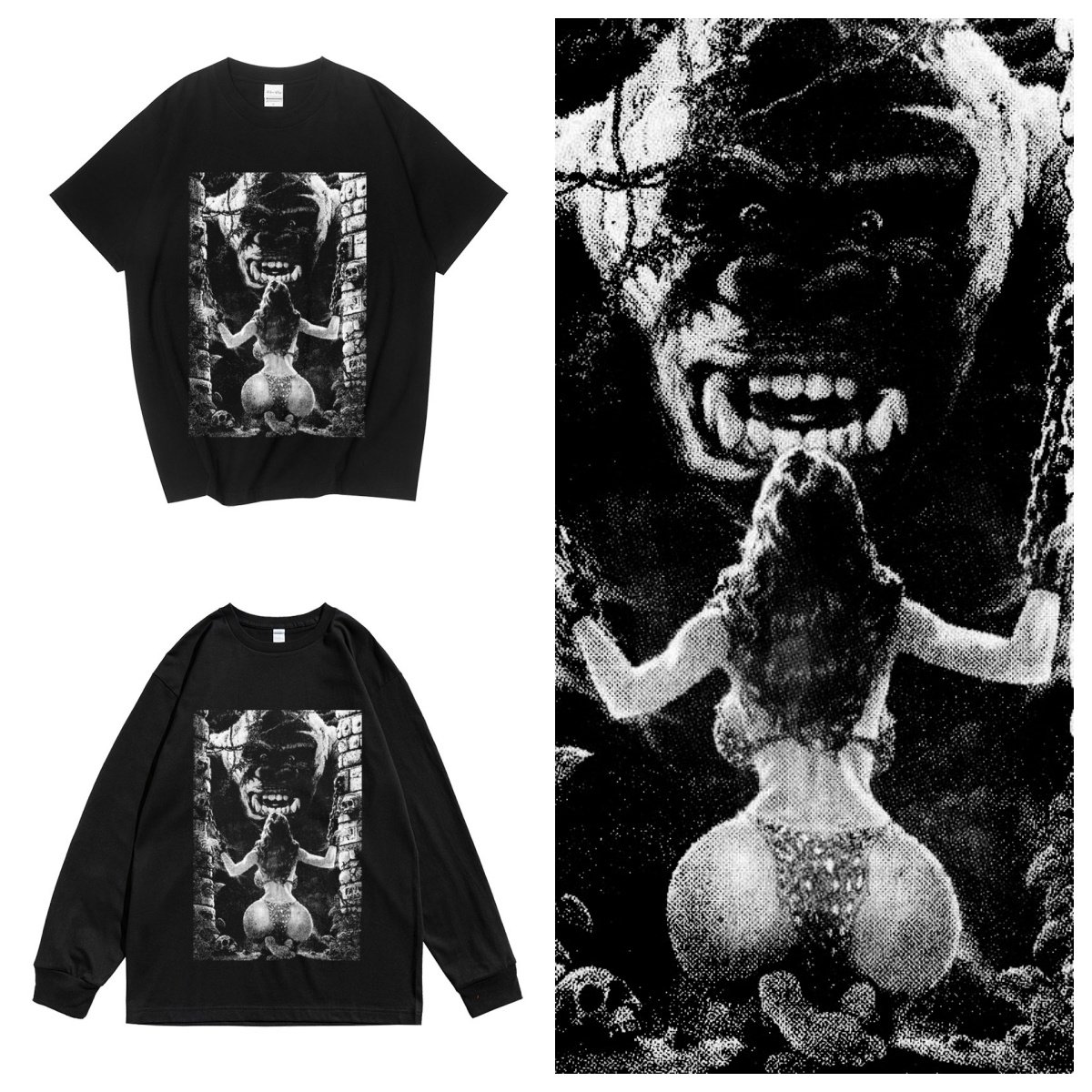 CLFC 1993复古T恤King Kong金刚 美女野兽情侣T水洗复古短袖长袖T