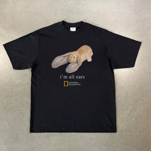 CLFC国家地理美式vintagei'm all ears垂耳兔洗耳恭听长袖短袖T恤