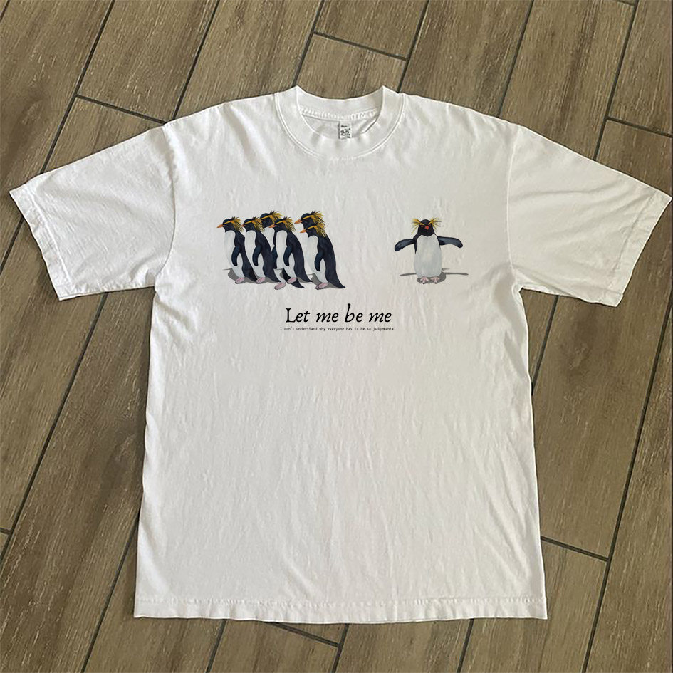 CLFC 美式休闲LET ME BE ME企鹅做我自己小众百搭透气长袖短袖T恤