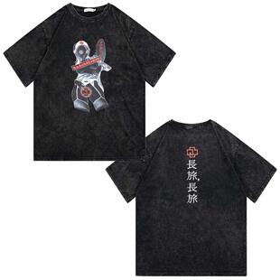 T恤短袖 Rammstein德国战车乐队美式 高街宽松复古重磅双面复古长袖