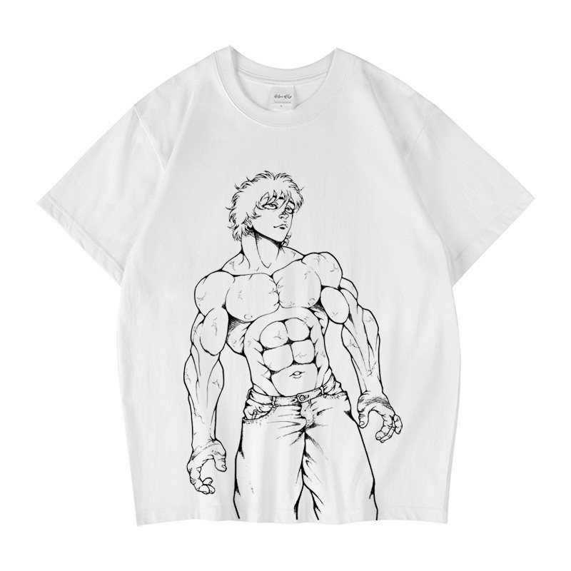 CLFC 日系动漫范马刃牙健身运动双面美式短袖纯棉长袖刃牙T小领口