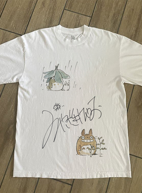 CLFC 宫崎骏亲笔签名龙猫治愈系动漫T shrit文艺男女长袖短袖T恤