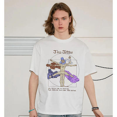 CLFC美式休闲JIU JITSU T-Shirt 手绘柔术 达芬奇维特鲁威人长短T
