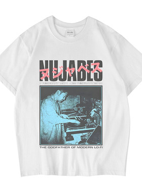 CLFC 说唱歌手Nujabes濑场淳直喷水洗做旧透气纯棉短袖T恤长袖潮T