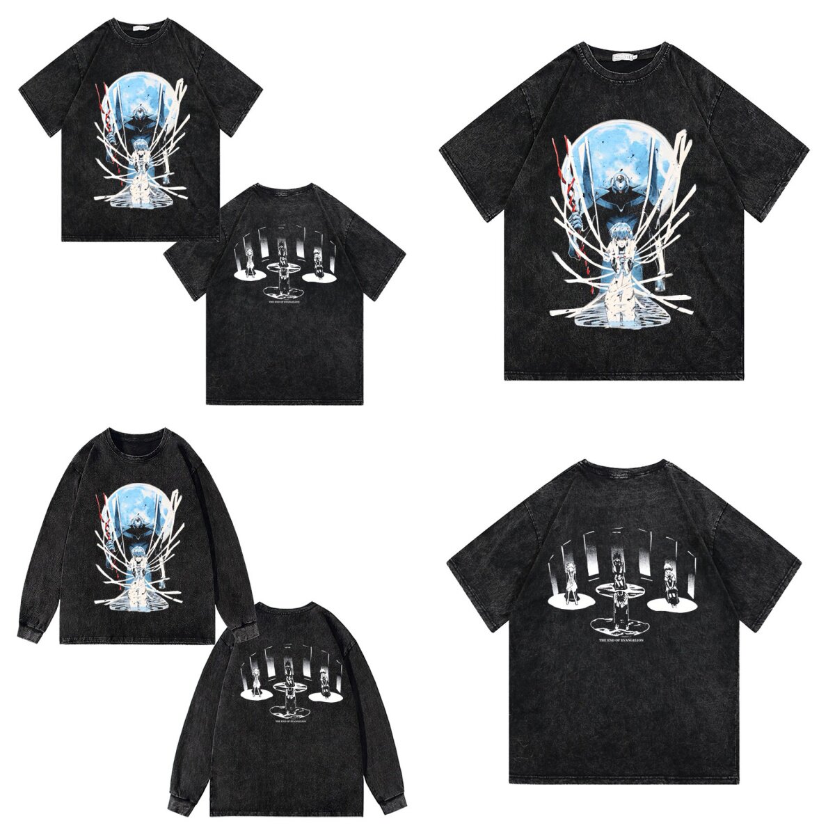 CLFC 动漫 eva绫波丽双面直喷百搭美式短袖tee复古vintage长袖T恤