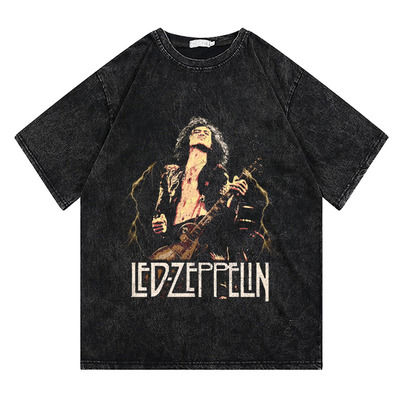 CLFC 原创Led Zeppelin齐柏林飞艇重磅水洗美式做旧复古长短袖T恤