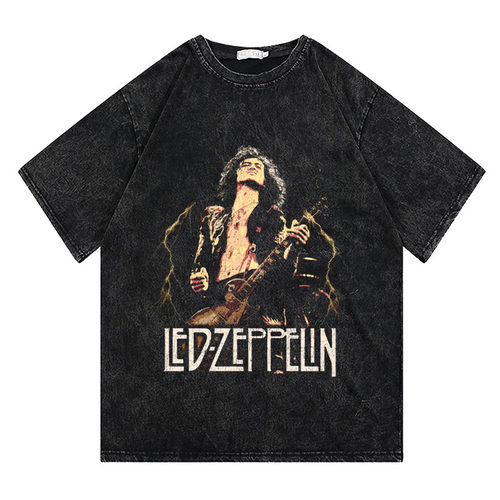 CLFC 原创Led Zeppelin齐柏林飞艇重磅水洗美式做旧复古长短袖T恤