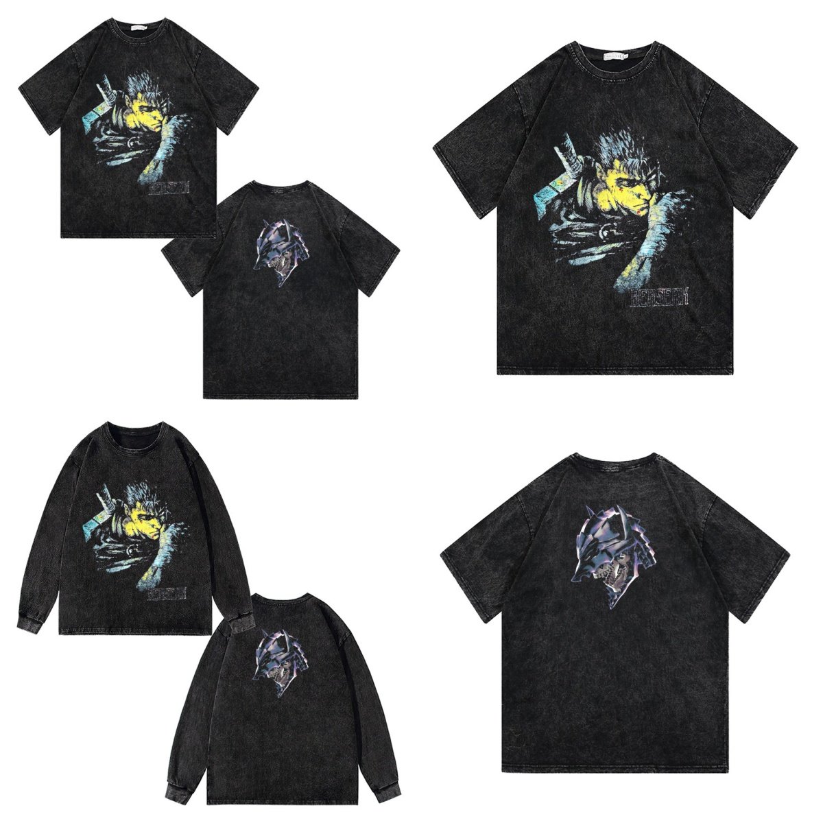 CLFC 动漫Gassky剑风传奇guts格斯百搭短袖tee复古vintage长袖T恤