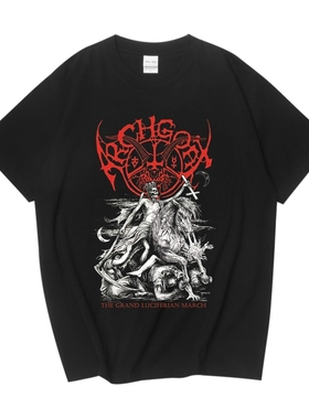 芬兰Archgoat死亡黑色金属乐队周边摇滚暗黑风短袖T恤宽松纯棉款