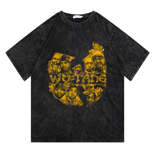 T恤长袖 Clan武当派Vintage说唱HIPHOP小领口嘻哈复古短袖 Tang