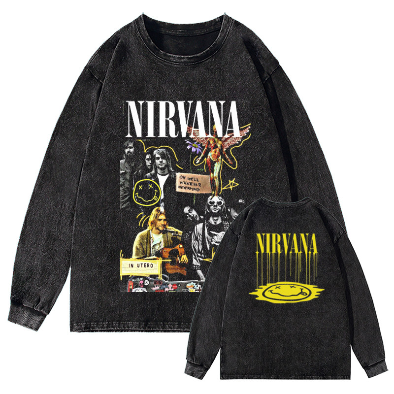 CLFC Nirvana涅槃乐队柯本Vintage摇滚双面美式街头重磅长袖T短袖