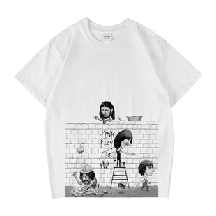 T恤长袖 pink tee白色短袖 迷墙趣味休闲男女宽松纯棉美式 同T floyd