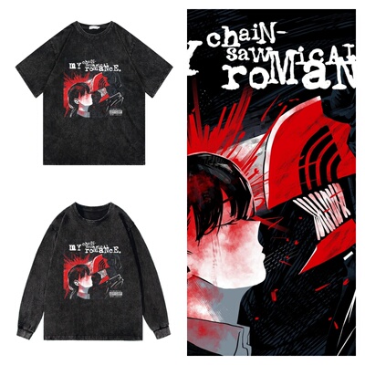 CLFC MY CHEMICAL ROMANCE联名CHAINSAW MAN链锯人创意摇滚长短袖