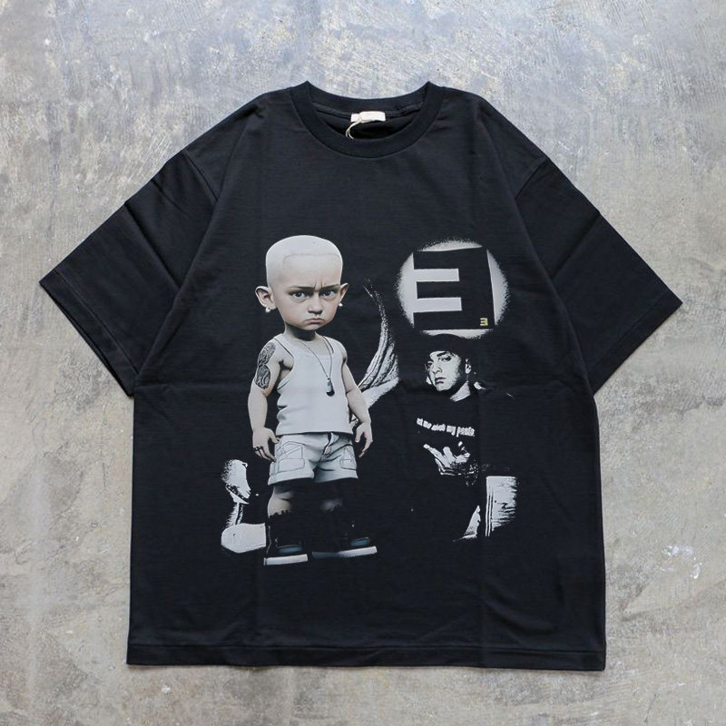 CLFC Eminem vintage tee阿姆创意真粉短袖嘻哈说唱复古美式直喷T