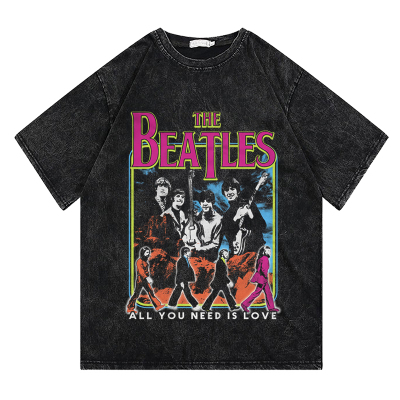 披头士The Beatles ALL YOU NEED IS LOVE小领口水洗短袖T长袖T恤