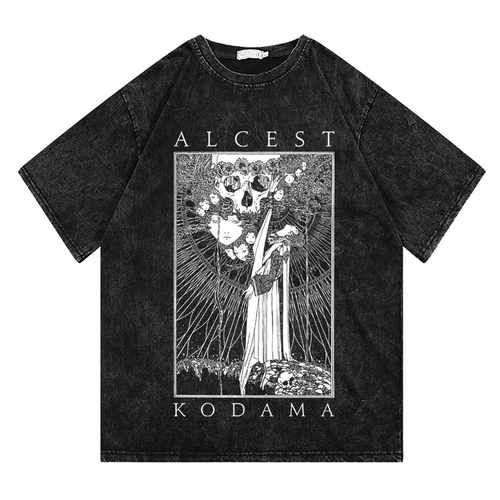 纯棉水洗短袖T短袖T恤ALCEST乐队
