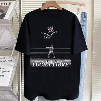 CLFC WWE摔跤Lucha Libre Shirt空中飞抛vintage纯棉运动长短袖TE