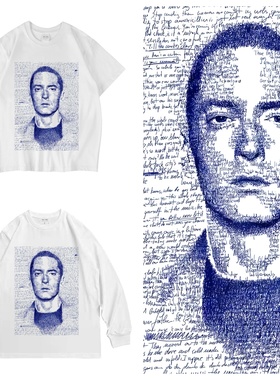 CLFC 原创潮牌Eminem阿姆嘻哈美式小领口高街白长袖短袖T恤hiphop