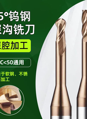 微小径钨钢铣刀65度r0.12345678mm长颈避空2刃加长深沟球圆鼻铣刀