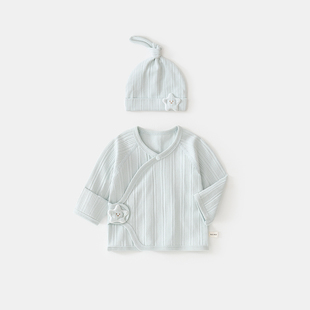 新生婴儿半背衣服春秋款初生宝宝上衣送胎帽子四季款半背和尚服