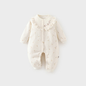 女宝宝婴儿连体衣秋冬季 夹棉宝宝衣服60克棉睡衣保暖外出哈衣爬服