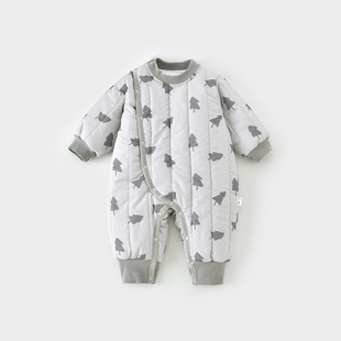 婴儿80克薄棉外出服秋冬季夹棉连体衣加厚男女宝宝哈衣婴儿棉服