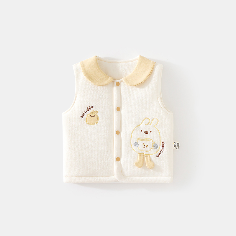 女宝宝婴儿夹棉马甲秋冬季加厚120g护胸背心儿童坎肩马夹保暖上衣