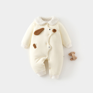 婴儿冬季外出服加棉200g连体衣宝宝夹棉加厚秋冬装哈衣连身衣爬服