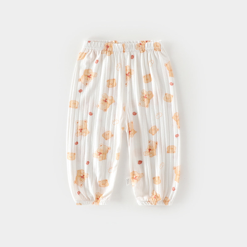 婴儿防蚊裤夏季薄款透气喇叭口男女宝宝纯棉裤子婴儿束脚裤夏装