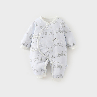 新生婴儿夹棉连体衣秋冬60g薄棉
