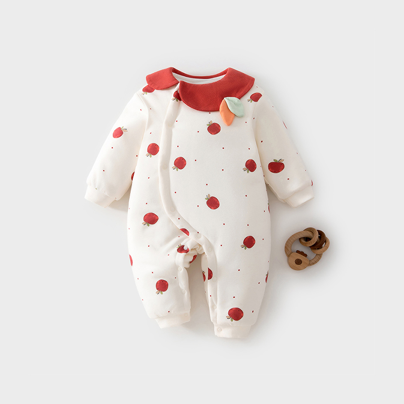 婴儿夹棉连体衣秋冬季80克加棉