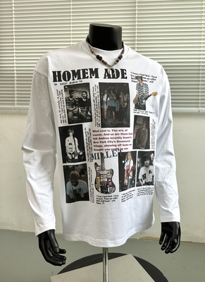 【美式摇滚】美式休闲设计感小领口宽松字母印花长袖T恤潮流