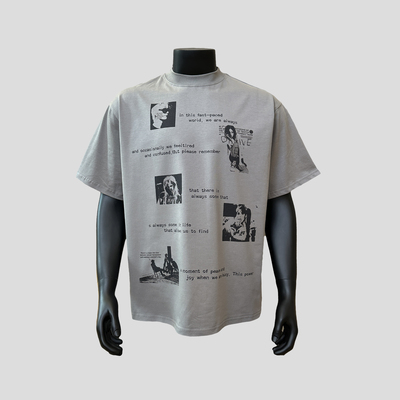 【人物杂志】美式街头黑白印花小领口夏季宽松休闲T恤短袖潮流