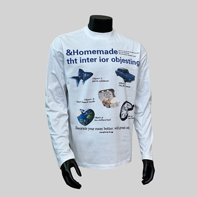 【车水马龙】美式休闲设计感小领口宽松印花长袖T恤情侣潮流