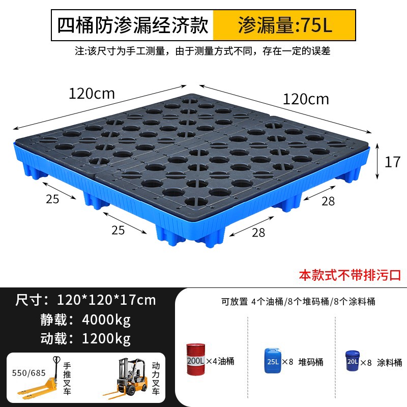 防渗漏托盘危废化学品防漏油桶防泄露废机油桶废液防泄漏二次容器