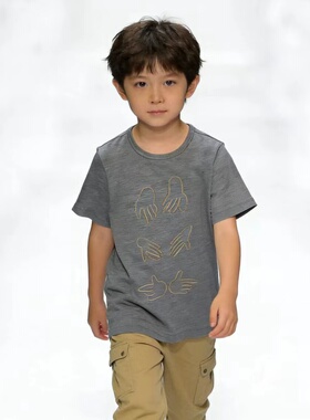 j纯棉童装短袖天使宝宝夏圆领T恤男女宝宝上衣印花半袖