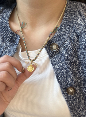 小众设计手工编织项链女复古民族风吊坠锁骨链