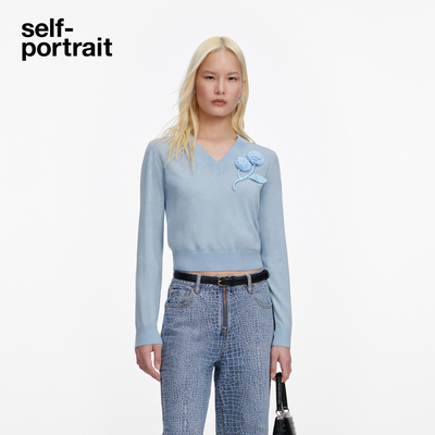 self-portraitV领针织上衣