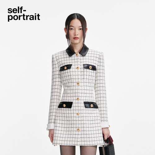 self-portrait翻领小香风连衣裙