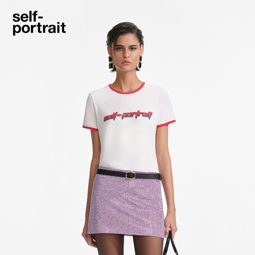 self-portrait印花T恤短袖