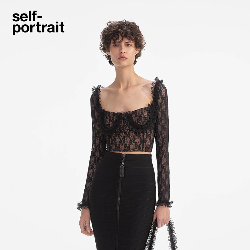 self-portrait Christopher Kane RESIDENCY 2025春夏黑蕾丝上衣