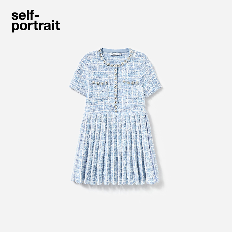 self-portrait童装粗花呢连衣裙