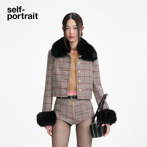 self-portrait格纹外套