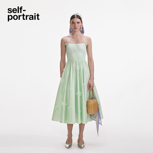 self 薄荷绿甜美立体刺绣花朵吊带连衣裙 portrait 2025春夏新款