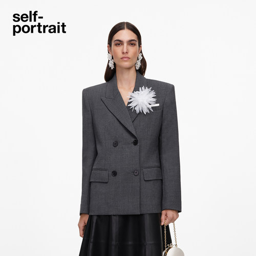 self-portrait双排扣西装外套