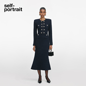 2025秋冬新款 self portrait 藏蓝色双排扣重要场合针织连衣裙