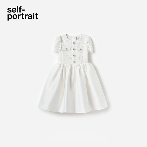 self-portrait蕾丝塔夫绸连衣裙