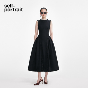 黑无袖 self 经典 2025秋冬新款 圆领设计感露背礼服连衣裙 portrait