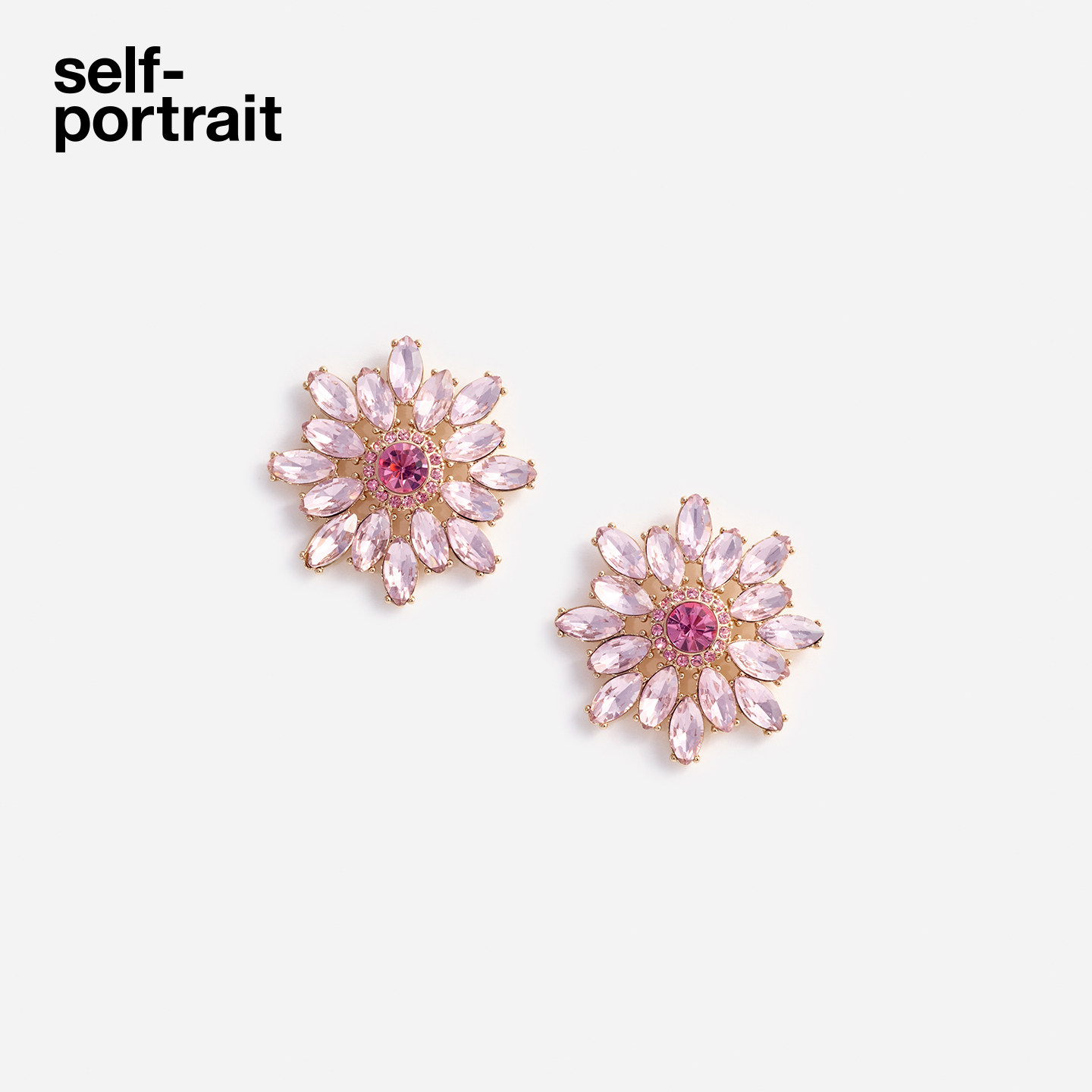 self-portrait 2026早春新款粉红色设计感钻饰花朵耳环耳饰